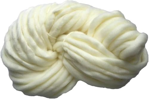 Superdickes, grobes Garn, dickes Roving, großes Handstrickgarn für Decken, zum Spinnen, Handstricken, Häkeln, grobes Garn, Creme von JKDSAO