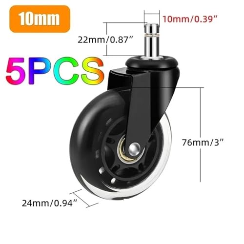 JKGVNCT Geeignet for Ersetzen von Bürostuhl-Drehrollen, 360-Grad-Rad, Möbelbeschlägen, 5 Stück, universelle leise Lenkrolle, 50 kg Rad, 10 mm, 11 mm(10MM) von JKGVNCT