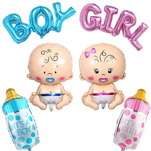 JKJF Boy girl Party Dekoration Baby Shower Deko Baby Folienballon Schnuller Baby Luftballons Nuckelflasche Ballon für Gender Reveal Party Baby Geburt dusche Party - Riesen 6Stk von JKJF