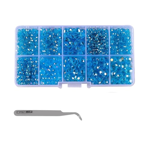 JKLDBNGH Kit zur Schmuckherstellung Klare runde Glasperlen-Set, Kristallperlen-Set, lose Distanzperlen for Schmuckherstellung, DIY-Armband, Halskette schmuckherstellung Set(Light Blue) von JKLDBNGH