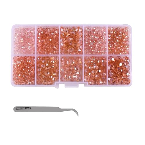 JKLDBNGH Kit zur Schmuckherstellung Klare runde Glasperlen-Set, Kristallperlen-Set, lose Distanzperlen for Schmuckherstellung, DIY-Armband, Halskette schmuckherstellung Set(Pink) von JKLDBNGH