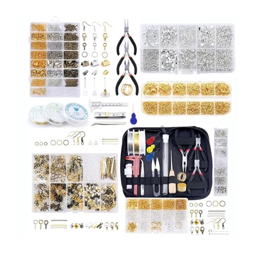 Kit zur Schmuckherstellung Legierung Zubehör Schmuck Erkenntnisse Set Kupfer Draht Offene Biege Ringe Schmuck Machen WerkzeugeOhrring Haken Schmuck Machen Liefert Kit schmuckherstellung set(Kit1) von JKLDBNGH