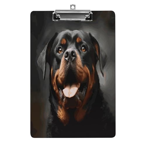 Acryl-Klemmbretter, cooles Rottweiler-Hunde-Kunstdruck-Klemmbrett mit niedlichen Mustern, hängende Klemmbretter sind geeignet für Studenten, Lehrer, Büros und Männer und Frauen von JKLPOMN