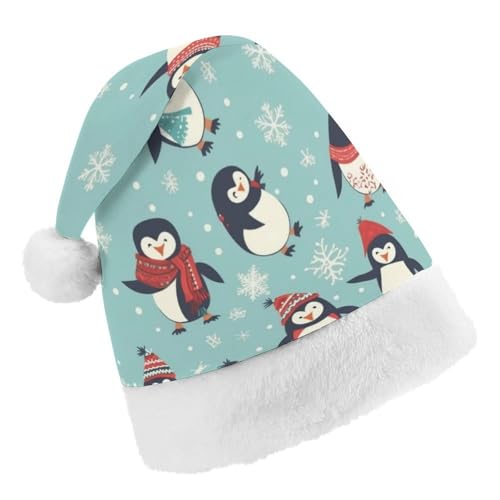 JKLPOMN Weihnachtsmütze für Kinder, weiche und bequeme Weihnachtsmütze, Winter-Weihnachtspinguine, bedruckt, niedlich, verdickt, Weihnachtsmannmütze, geeignet für Erwachsene, Männer, Frauen, von JKLPOMN