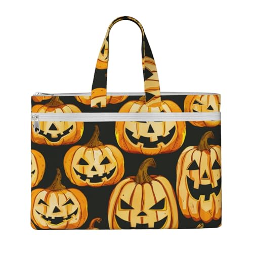 Dokumententasche mit Halloween-Muster, bedruckt, Lehrer, Leinen, für Arbeit, lässige Handtasche für Büro, Schule, Reisen, Strand von JKLQWC