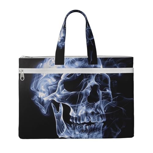 Dokumententasche mit Totenkopf-Aufdruck, Lehrer, Segeltuch, für Arbeit, lässige Handtasche für Büro, Schule, Reisen, Strand von JKLQWC