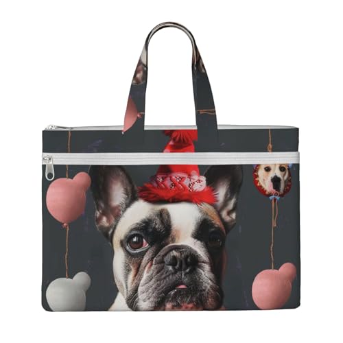 Dokumententasche mit französischer Bulldogge, Lehrer, Leinen, für Arbeit, lässige Handtasche für Büro, Schule, Reisen, Strand von JKLQWC