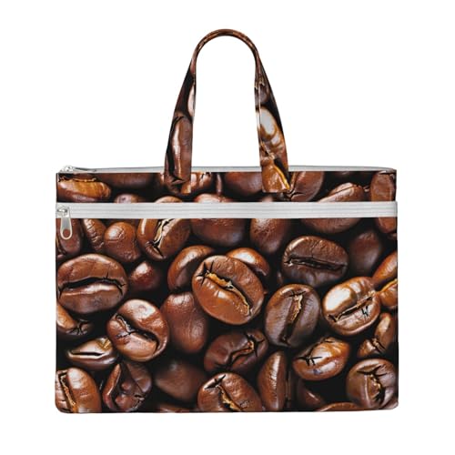 Lustige Dokumententasche mit gerösteten Kaffeebohnen, bedruckt, für Lehrer, aus Segeltuch, für die Arbeit, lässige Handtasche für Büro, Schule, Reisen, Strand von JKLQWC