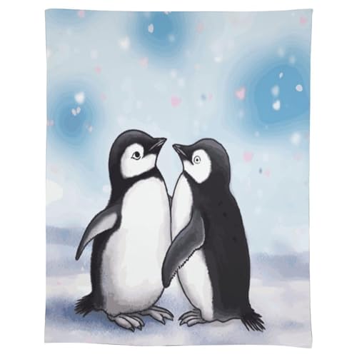 JKLQWH Rechteckige Tischdecke mit "I Love Penguins", auslaufsicher, knitterfrei, Leinen-Tischdecken für Esszimmer, dekorative Stofftischdecke, waschbar, Bauernhaus-Stoff-Tischdecken von JKLQWH