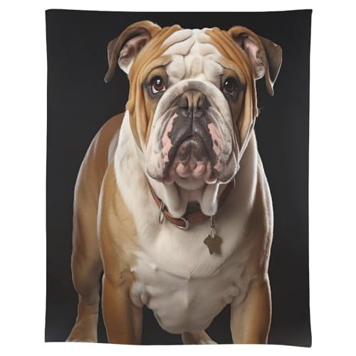 JKLQWH Rechteckige Tischdecke mit englischer Bulldogge, auslaufsicher, knitterfrei, Leinentischdecken für Esszimmer, dekorative Stofftischdecke, waschbar, Bauernhaus-Stoff-Tischdecken von JKLQWH