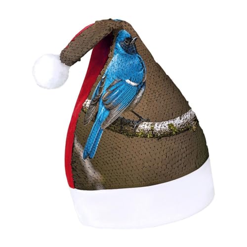 JKLQWH Weihnachtsmütze mit Pailletten, mit blauem Vogel, lustige Weihnachtsmütze, Weihnachtsgeschenke für Damen und Herren, Anzug für Familie, Weihnachten, Silvester, Festival, Party, Kostüm von JKLQWH