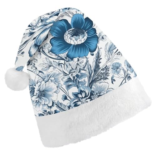 Weihnachtsmütze, Weihnachtsmütze, Partyhut mit blauem und weißem Blumenmuster, Weihnachtsmannmütze für Erwachsene, Uni, klassische Weihnachtsmannmütze, extra dick, Weihnachtsmütze, Wintermütze, Weihnachtsmütze, Weihnachtsmütze, Partyhut mit blauem und weißem Blumenmuster, Weihnachtsmannmütze für Erwachsene, Uni, klassische Weihnachtsmannmütze, extra dick, Weihnachtsmütze, Wintermütze, von JKLQWH