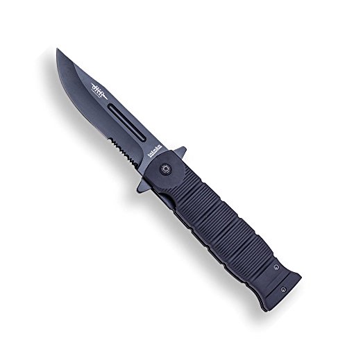 JKR547Klappmesser (Joker) Taschenmesser Mattschwarz Ideales Rettungsmesser, Angelmesser&Jagdmesser | Kompaktes Outdoor&Survival Messer | Einhandmesser mit 11 cm Edelstahlklinge von JKR