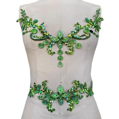 Applikationen mit Perlenaufnähern, handbestickte, handgenähte Pailletten-Diamanten, Kleidungsaccessoires, Deluxe-Dekoration for Kragen und Gürtel.(Green) von JKUHA