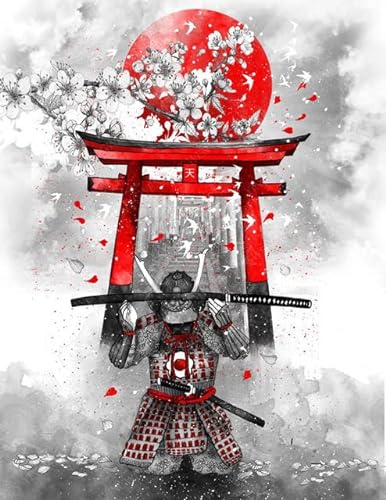 JLANEZI 5D Full Drill Diamond Painting Japanische Diamond Art Samurai Geisha Landschaft Kreuzstich Stickset Mosaik Bild Dekor, G7, 40 x 55 cm von JLANEZI