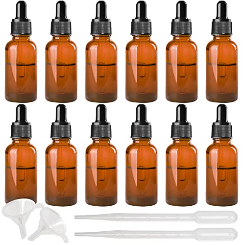 JLNGTHONG YLX 12 Stück 30ml Braun Pipettenflasche，Tropfflaschen Pipettenflaschen aus Braunglas Braunglasflasche mit Tropfpipette für Ätherisches Öl Diffusor Massage Duftöl Probe Flüssigkeit von JLNGTHONG