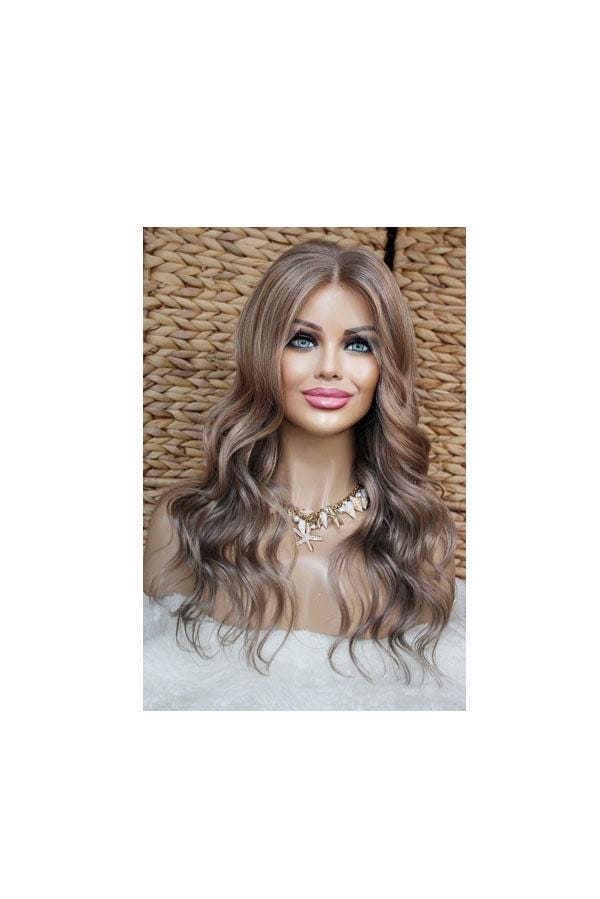 Perücke Remy Echthaar 100% Lace Wig Gewellt Welig Lang Langhaar Blond Mittelblond Aschblond Strawberryblond Sandblond Highlights Strähnchen von JLWLaceWigPeruecken