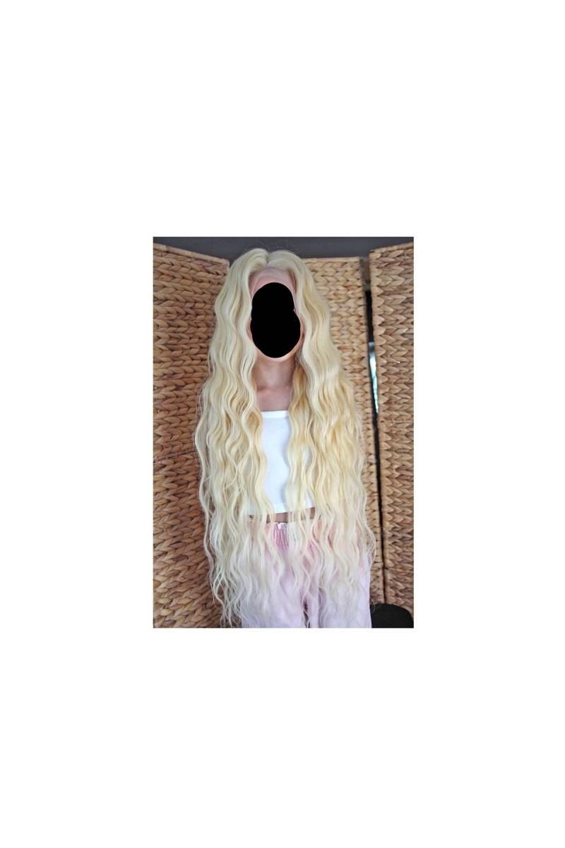 Perücke Remy Echthaar 100% Lace Wig Gewellt Wellig Wellen Lang Langhaar Blond Hellblond 13X4 Netz Natürlich Rapunzel Alltag Zweithaar Xxl von JLWLaceWigPeruecken