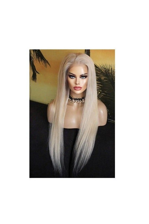 Perücke Remy Echthaar 100% Lace Wig Glatt Sehr Lang Langhaar Blond Hellblond Weißblond Aschblond Eisblond Platinblond 13x4 Rapunzel von JLWLaceWigPeruecken