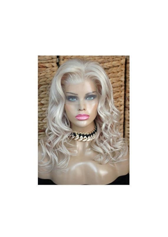 Perücke Remy Echthaar Brasilianisch 100% Lace Front Wig Gewellt Wellig Lang Blond Hellblond Aschblond Eisblond Platinblond 13x4 Natürlich von JLWLaceWigPeruecken