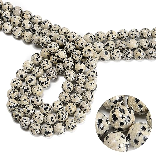 130 Stück 6 mm Dalmatiner-Punkt Jaspis Naturstein Perlen Runde Edelstein Echter Stein Lose für DIY Armband Schmuck String Making von JM Design