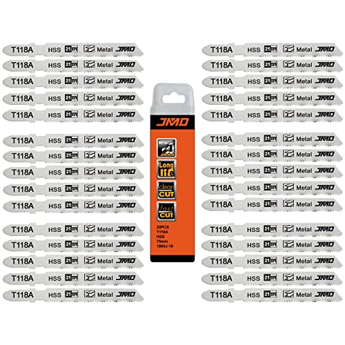 JMD 30 x T118A Stichsägeblatt Metall 75mm 21TPI Sägeblätter Stichsäge für Metall Zubehör Stichsäge Kompatibel mit Bosch Dewalt Makita Milwaukee etc von JMD