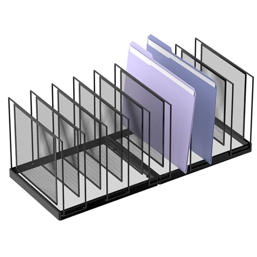 JMHUD Aktenordner mit 9 Fächern, vertikaler Aktenhalter, Schreibtisch-Ordner, aufrechter Netz-Schreibtisch-Organizer, Post-Organizer, Büroorganisation für Heimbüro, Schwarz von JMHUD