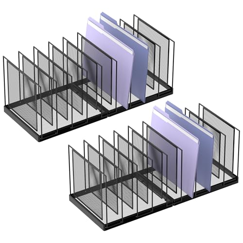 JMHUD Aktenordner mit 9 Fächern, vertikaler Aktenhalter, Schreibtisch-Ordner, aufrechter Netz-Schreibtisch-Organizer, Post-Organizer, Büroorganisation für Zuhause, Büro, Schwarz, 2 Stück von JMHUD