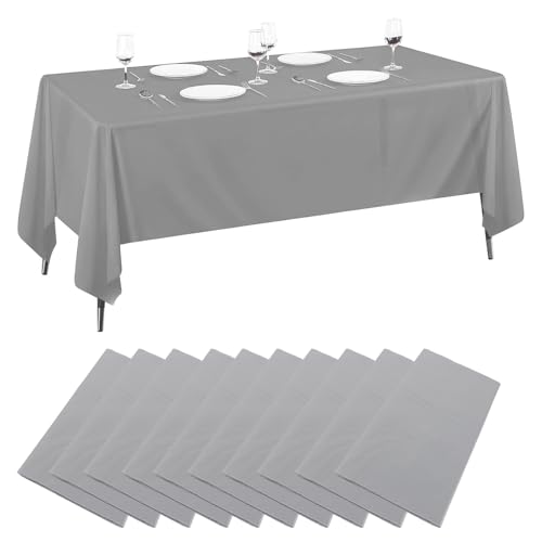 JMIATRY 10 Stück Tischdecke Einweg 137x274CM, Tischdecke Biertisch, Tischdecke Rechteckig Silber für Geburtstag, Hochzeit, Party, Picknick von JMIATRY