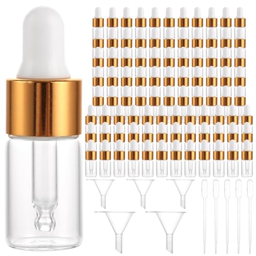 JMIATRY 100 Stück Pipettenflasche 3ml, Flasche mit Pipette, Mini Pipettenflasche für Ätherisches Öl, Aromatherapie, Massage, Duftöl Probe von JMIATRY