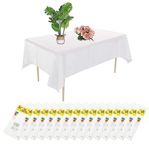 JMIATRY 15 Stück Einweg Tischdecke Weiß 137×274cm, Biertisch Tischdecke, Tischtuch Rechteckig für Hochzeit, Party, Kindergeburtstag, Weihnachten von JMIATRY