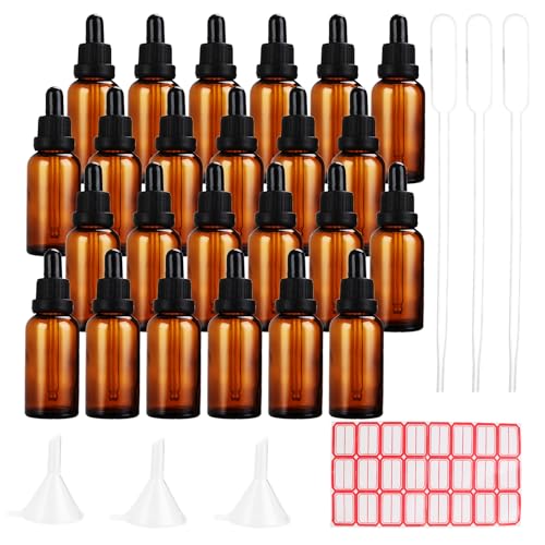 JMIATRY 24 Stück Pipettenflasche 30ml, Tropfflasche, Flasche mit Pipette für Ätherische Öle Aromatherapie-Düfte Flüssigkeit Parfümöle von JMIATRY