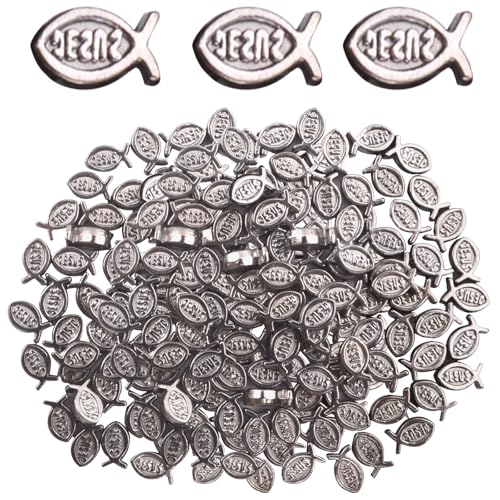 100pcs Religiöse Jesus Fisch Spacer Perlen Pistole Schwarze Legierung Ostern Fisch Form Lose Perlen Spacer für DIY Armbänder Halsketten Ohrringe Schmuckherstellung Dekor Loch:1.5mm von JMKTOOL