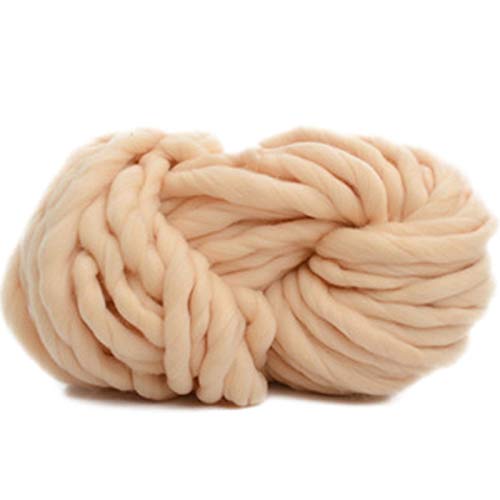 JMORCO Grobes Garn, Handstrickgarn, Decke, Hüte, super dick, grobes Garn, 250 g pro Los, klobiges, weiches Garn (Farbe: Beige) von JMORCO