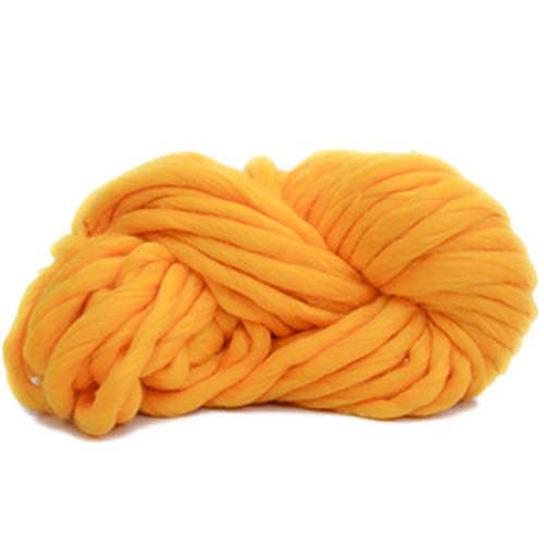 JMORCO Grobes Garn, Handstrickgarn, Decke, Hüte, super dick, grobes Garn, 250 g pro Los, klobiges, weiches Garn (Farbe: Gelb) von JMORCO