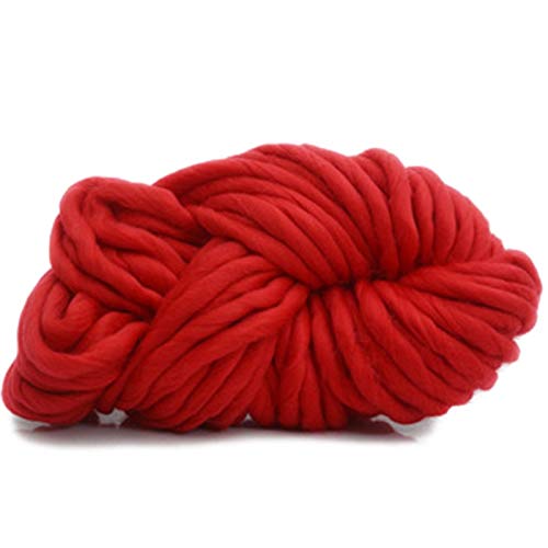 JMORCO Grobes Garn, Handstrickgarn, Decke, Hüte, super dick, grobes Garn, 250 g pro Los, klobiges, weiches Garn (Farbe: Rot) von JMORCO