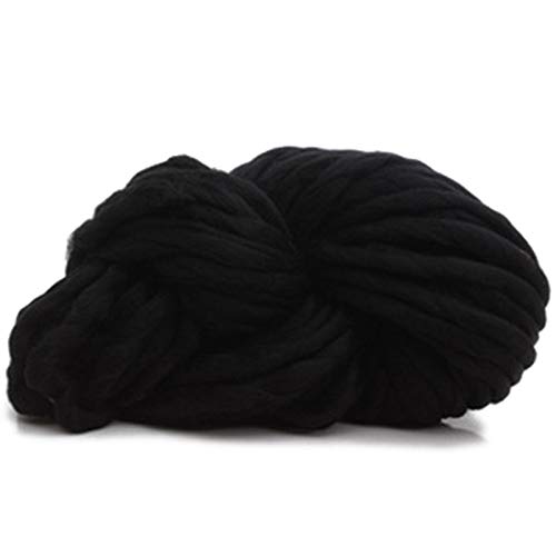 JMORCO Grobes Garn, Handstrickgarn, Decke, Hüte, super dick, grobes Garn, 250 g pro Los, klobiges, weiches Garn (Farbe: Schwarz) von JMORCO