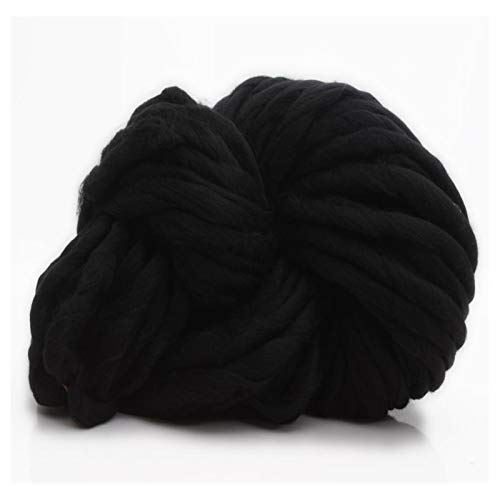 JMORCO Grobes Garn, super sperriges Armstricken, Roving-Strickdecke, grobes Garn, super dickes Garn zum Stricken/Häkeln/Teppich/Mützen, grobes weiches Garn (Farbe: Schwarz) von JMORCO