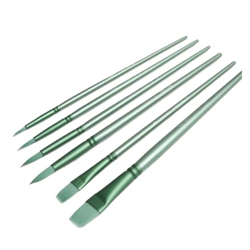 JMORCO Pinsel 4/6 Stück Aquarellpinsel, spitz, rund, Flacher Kopf, weiches Haar, Anfänger, Kunststudent, handgezeichnetes Aquarell-Nylon-Malmaterial(Green Mixed Head 6pc) von JMORCO