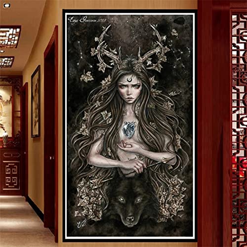 5D Diamond Painting Full Set Vampir des Schwarzen Wolfs 30x60cm Großformat DIY Malen nach Zahlen Diamant Malerei Kit DIY Kreuzstich Diamant Gemälde Stickerei Diamant Painting Bilder Kunst Handwerk von JMUNG