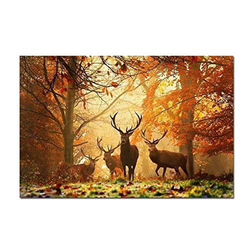 JMUNG 5D Diamond Painting Full Set Herbstwaldhirsch 50x100cm Großformat DIY Malen nach Zahlen Diamant Malerei Kit DIY Kreuzstich Diamant Gemälde Stickerei Diamant Painting Bilder Kunst Handwerk von JMUNG