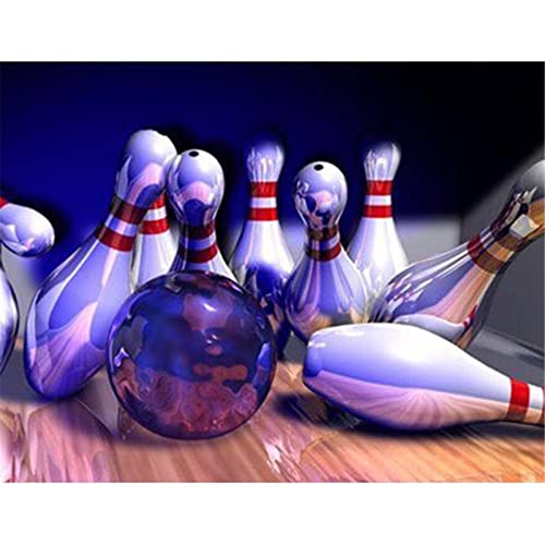 JMUNG DIY Diamant Gemälde Malen Nach Zahlen Kits Bowling 30x40cm Diamond Painting Bilder, 5D Diamant Painting Kit, Vollbohrer Kristall Strass Stickerei Mosaik Gemälde für Wand Dekoration von JMUNG