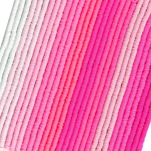 JMUQ 28 Stränge rosa Tonperlen, Armbandherstellungs-Set, Freundschaft, adrette, flache Polymer-Ton, Heishi-Perlen für Armbänder, Schmuckherstellung, Bastelset, Bastel- und Bastelgeschenke von JMUQ