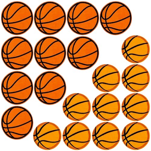 JMZLLRX 20 Stück Basketball Stickerei Aufnäher zum Aufbügeln und Aufnähen, Basketball Aufnäher Applikation Sport Stickerei Patches für Kleidung Rucksack Schuhe Jacke Jeans Hut von JMZLLRX