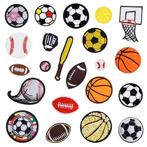 JMZLLRX 22 Stück Kinder Sport Aufnäher Basketball, Tennis, Rugby, Fußball Flicken zum Aufbügeln Patches zum Aufbügeln, Flicken Patches für Reparatur, Kleidung, Jacken, Taschen von JMZLLRX