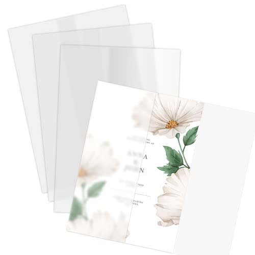 Pergamentjacken - 200 Pack gefaltete Pergamentjacke für 5 x 7 Einladungen, durchscheinendes Pergamentpapier für Einladungen, Grußkarten, Fotodrucke von Bubbley