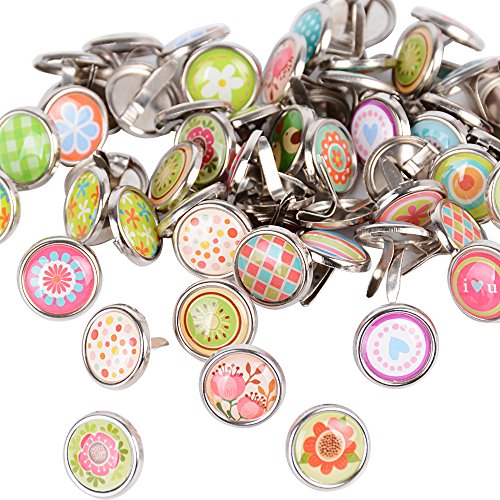 50 Stück Mini Brads Metall Musterklammern Musterbeutelklammern Verschlussklammern Klammern mit Rundkopf metall Bastelklammern für Scrapbooking Basteln DIY Warensendung von JNCH