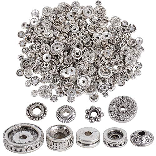 100g Zwischenperlen Metall Metallperlen Perlenkappen Perlen für Armbänder zum Basteln Bastelperlen Set mit Loch zum Auffädeln Schmuckzubehör (Stil B) von JNCH