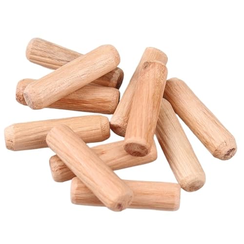 JNHGSHUAISDF Holzdübel Holzdübel, massiv, hart, Schrank, Schublade, rund, geriffeltes Holz, Bastelstifte, Stangen-Set, Möbelbeschlag, 100 Stück, M8(30mm) von JNHGSHUAISDF