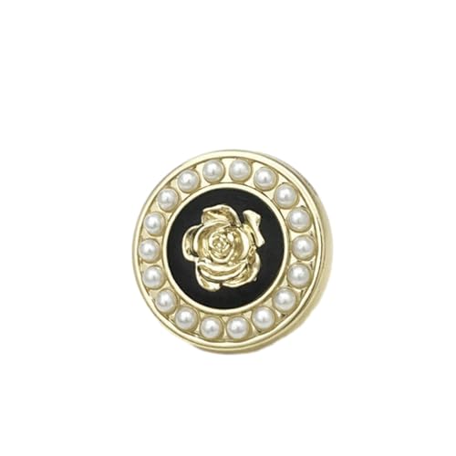 JNHGSHUAISDF Schaltflächen 10 Stück Metall-Nähknöpfe, Metall-Perlenknöpfe for Rosen-Perlen-Schaftknöpfe, perfekt for Nähen und Basteln(Black,17.5mm) von JNHGSHUAISDF